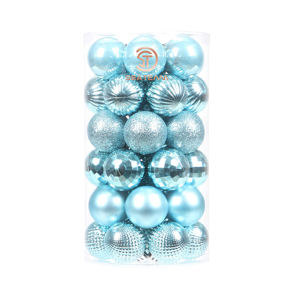 Sea Team 41-Pack Christmas Ball Ornaments with Strings, 40mm/1.57" Small Size Baubles, Shatterproof Plastic Christmas Bulbs, Hanging Decorations for Xmas Tree, Holiday, Wedding, Party, Baby Blue - Gift Guide