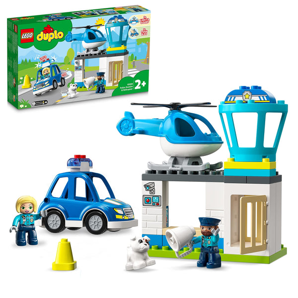 LEGO DUPLO Rescue Police Station & Helicopter, Push & Go Car Toy with Lights and Siren, Early Learning Toys for Toddlers, Boys & Girls 2 Plus Years Old 10959