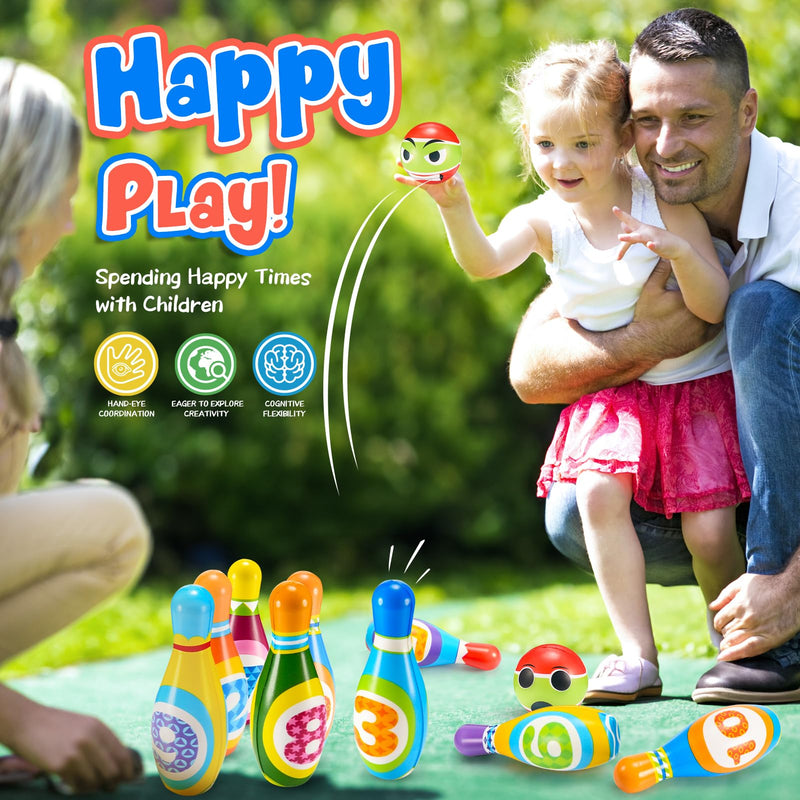 Qukir Bowling Set Kids, Toys for 2 3 4 Year Old Boy Girl Gift for 1-6 Year Olds Boys Toys Age 3-5 Toddler Toys Kids Toys Age 2-6 Outdoor Toy for 1-3 Year Old Learning Toy for 2 Year Old Kid Garden Toy