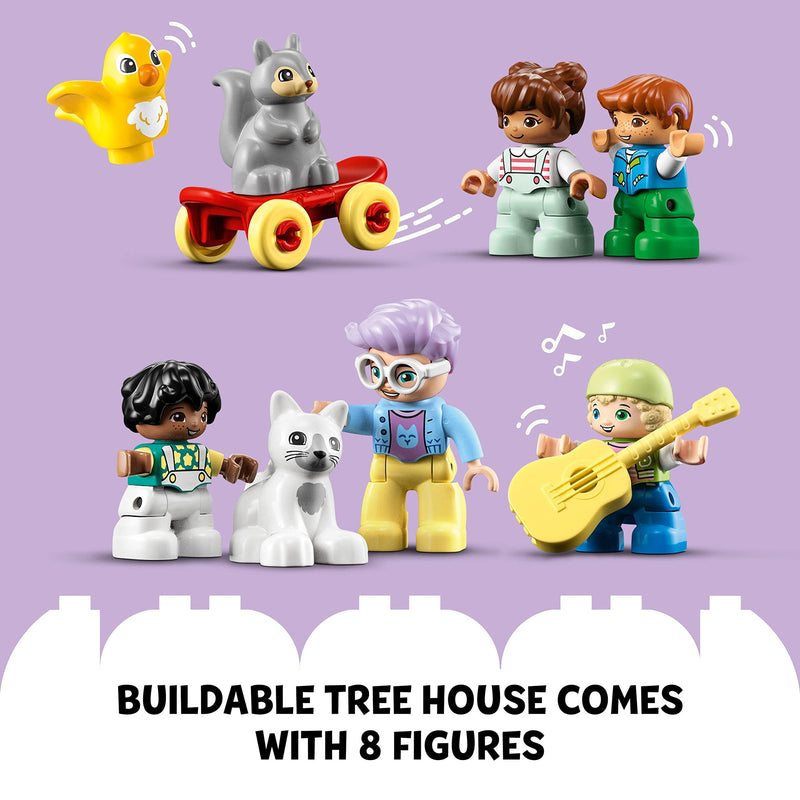 LEGO 10993 DUPLO 3in1 Tree House, Construction Toy for 3 Plus Years Old Toddlers, Girls & Boys with 4 Family Figures, Animals, Bricks and a Slide, Learning Activities