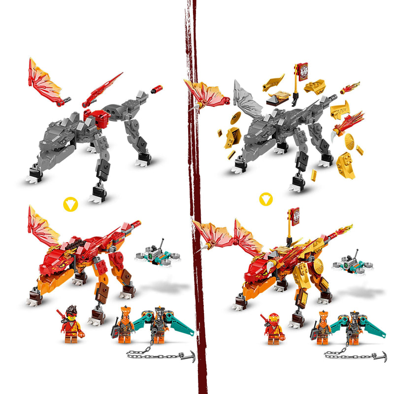 LEGO 71762 NINJAGO Kai’s Fire Dragon EVO Toy for Kids with Cobra & Boa Snake Warrior Figures and Kai Minifigure, Collectible Mission Banner Series