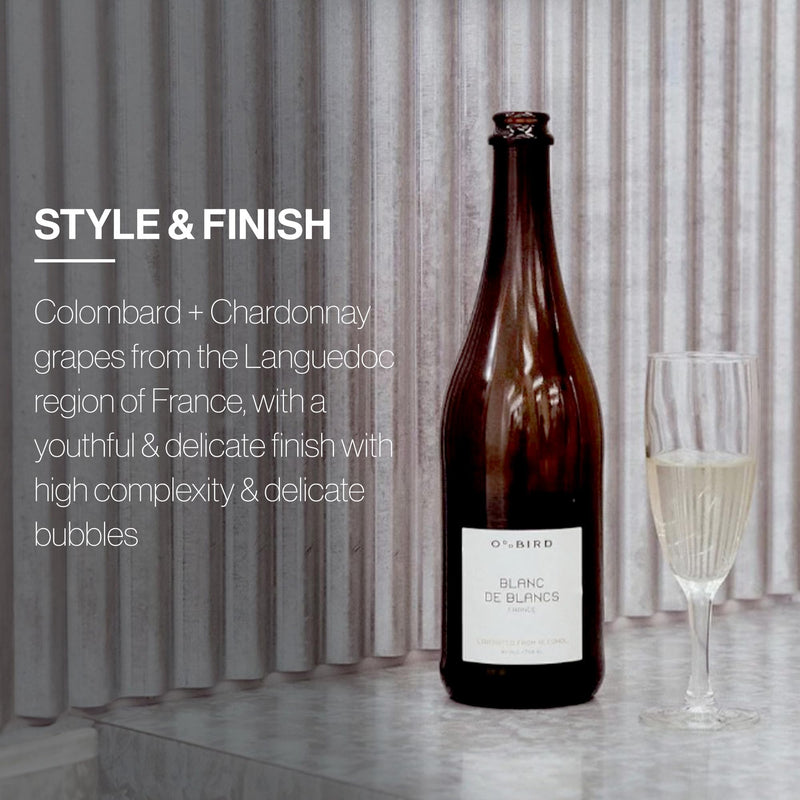 Oddbird Blancs De Blanc │ 100% Sparkling Chardonnay Wine │ Non-Alcoholic │ 0% │ 750ml