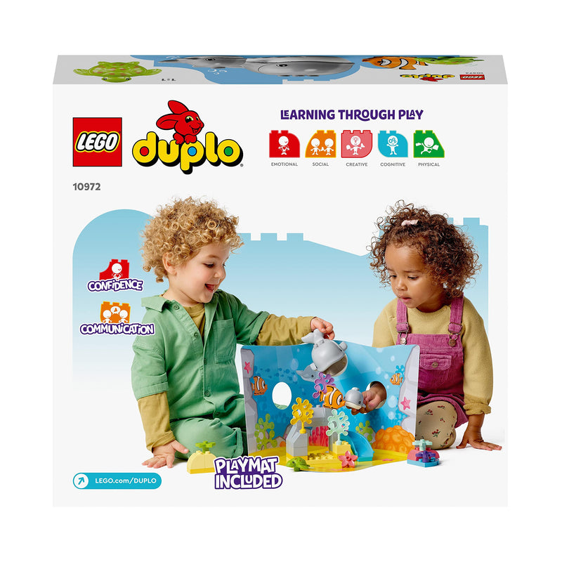 LEGO 10972 DUPLO Wild Animals of the Ocean Set, with Whale and Turtle Sea Animal Figures & Playmat, Educational Toys for Toddlers, Boys & Girls 2 Plus Years Old