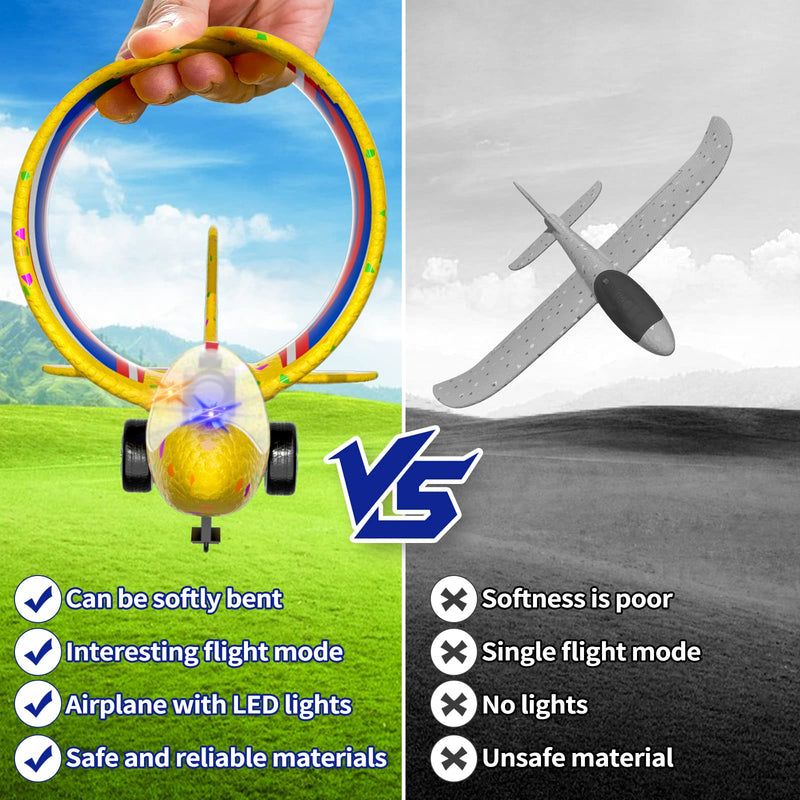 Doloowee 3 Pack Airplane Launcher Toys, 12.6 Inch LED Foam Glider Airplane Catapult, 2 Flight Modes, Outdoor Sports Flying Toys 4 5 6 7 8 9 10 11 12 Years Old Boys Girls Birthday Gifts (Blue) - Gift Guide