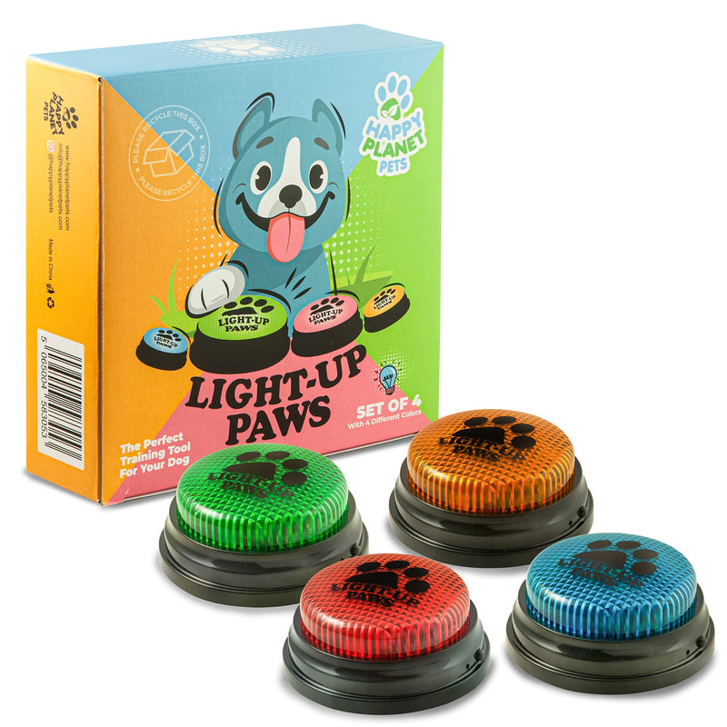 LightUp Paws - LED Recordable Training Buttons for Dogs, Puppy & Pets. Free Stickers. Train Your Dog Easily To Press Buzzers And Voice What They Want To Do. The Perfect Present For Your Pet - Gift Guide