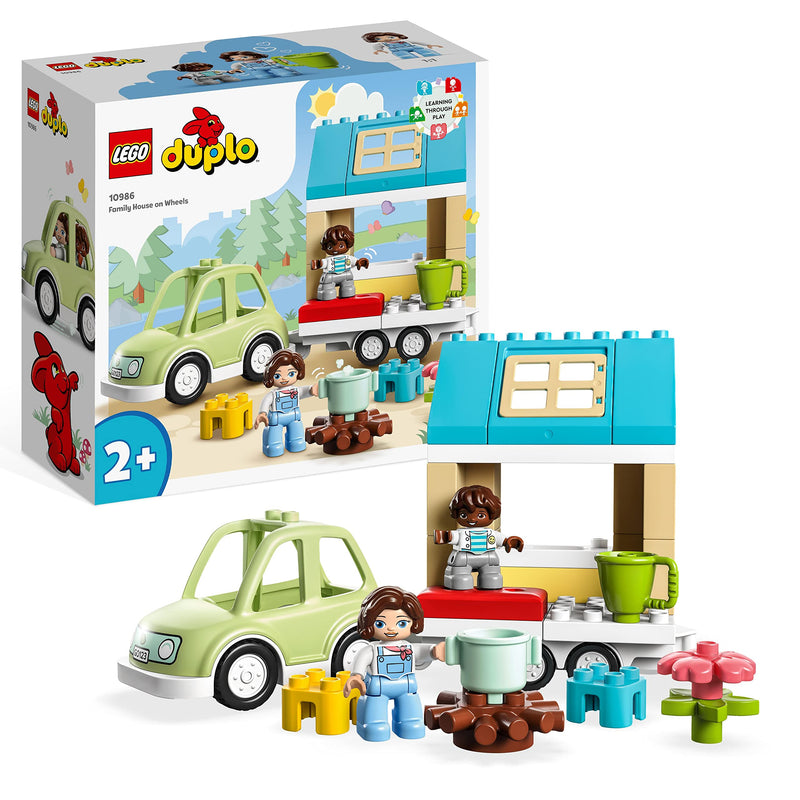 LEGO 10913 DUPLO Classic Brick Box Building Set with Storage, Toy Car, Number Bricks and More & 10986 DUPLO Family House on Wheels with Toy Car for Toddlers 2 Plus Year Old Boys and Girls