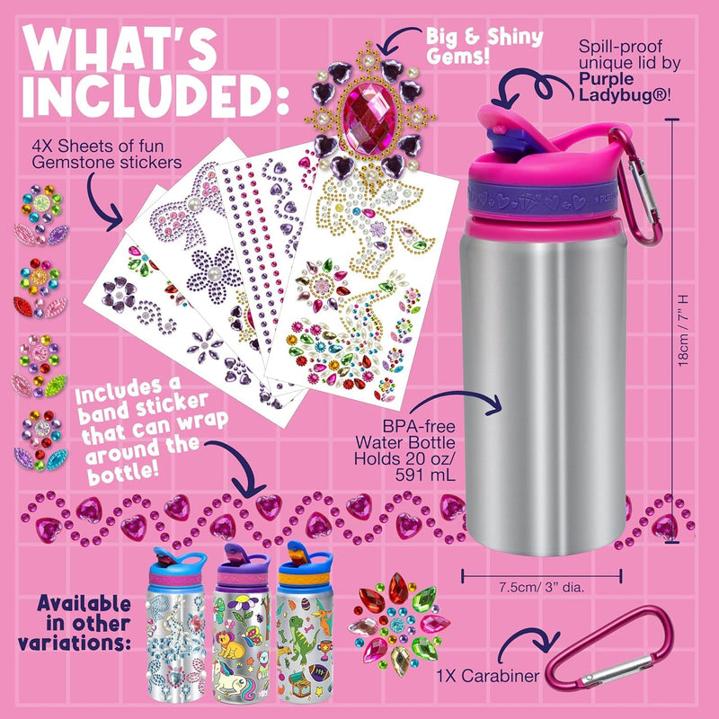 PURPLE LADYBUG Decorate Your Own Water Bottle Craft Kits for Kids - Unique Girls Birthday Presents & Great 6 Year Old Girl Gifts - Creative Arts and Crafts for Kids Age 6-12 - Girls Christmas Gifts - Gift Guide