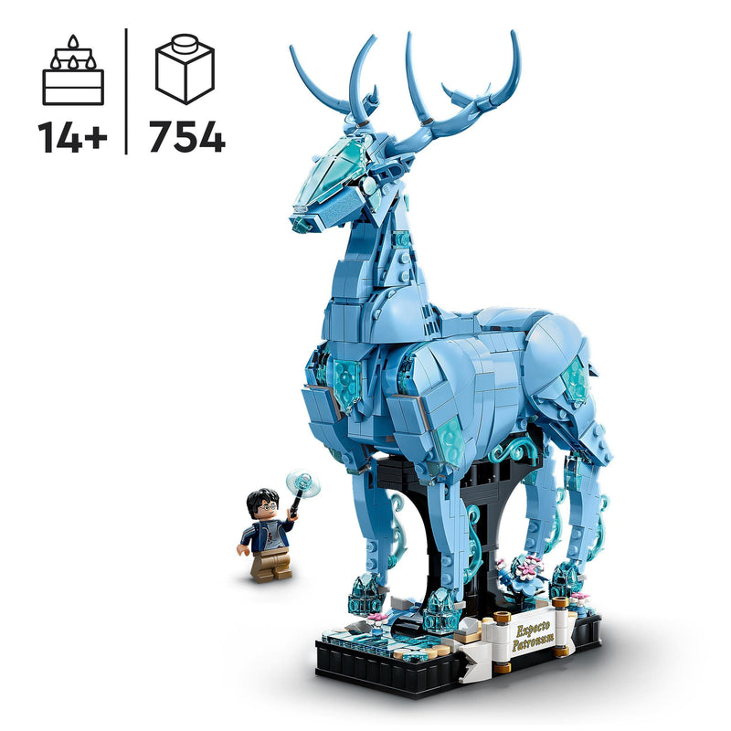 LEGO Harry Potter Expecto Patronum 2-in-1 Set, Build Stag and Wolf Animal Figures, Build-Rebuild-and-Display Model, Magical Gifts for Teenage Girls, Boys, Women, Men 76414