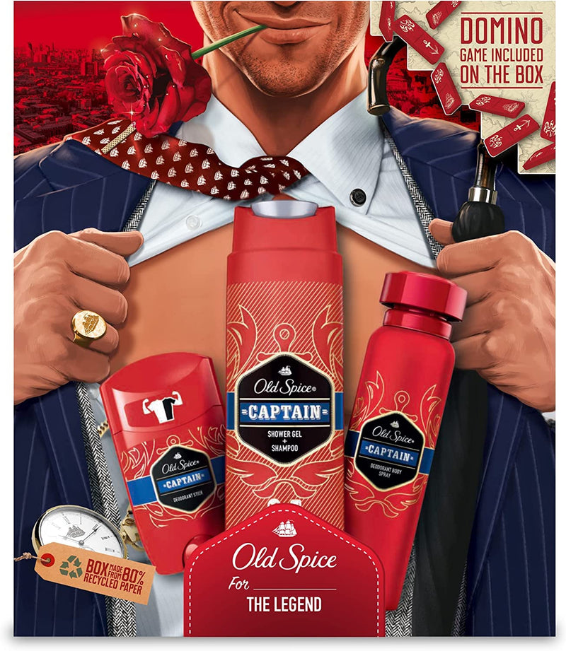 Old Spice Gentleman Gifts For Men: Mens Deodorant Stick, Deodorant Spray & Shower Gel Gift Set Under Ten Pounds, Stocking Fillers, Christmas Giftset for Him, Dad Xmas Gift Box