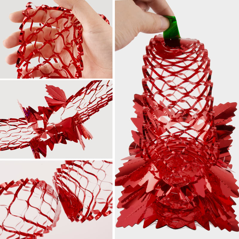 4pcs Foil Garlands Christmas Ceiling Decorations Red Festive Hanging Decorations for Xmas New Year Party Supplies (Red) - Gift Guide