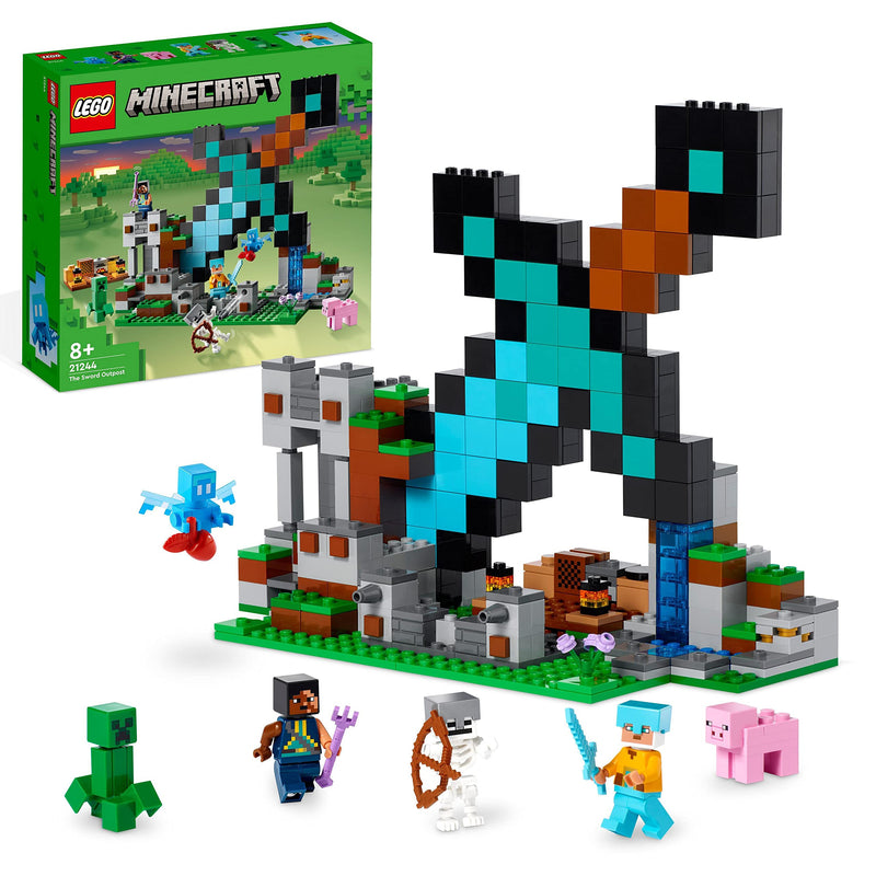 LEGO Minecraft The Sword Outpost Building Toy for Kids, with Creeper, Soldier, Pig and Skeleton Figures, Gift for Boys and Girls Aged 8 Plus Years Old 21244