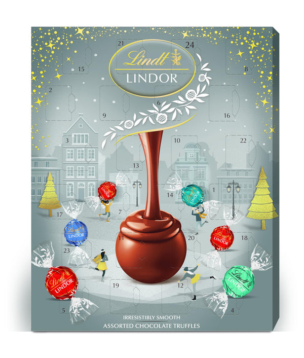 Lindt Lindor Assorted Chocolate Christmas Advent Calendar 2024 | Large 297g | A delicious Assortment of Milk, Salted Caramel, Coconut, Milk and White Truffles for Him and Her | For Adults and Kids - Gift Guide