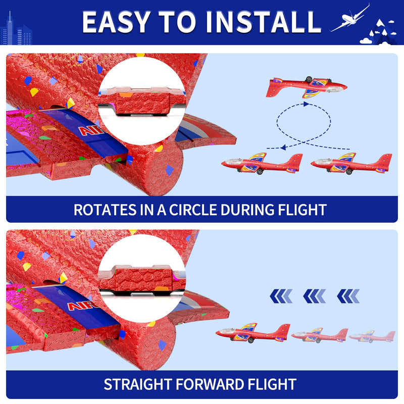 Doloowee 3 Pack Airplane Launcher Toys, 12.6 Inch LED Foam Glider Airplane Catapult, 2 Flight Modes, Outdoor Sports Flying Toys 4 5 6 7 8 9 10 11 12 Years Old Boys Girls Birthday Gifts (Blue) - Gift Guide