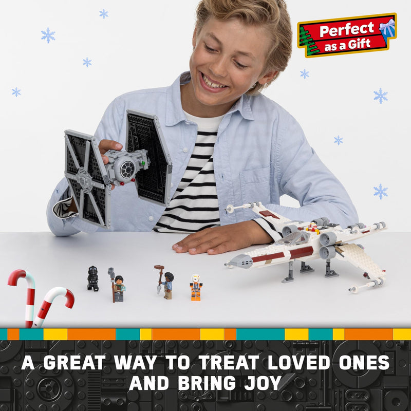 LEGO Star Wars TIE Fighter & X-Wing Mash-up Set, Starfighter Building Toy 9 Plus Year Old for Kids, Vehicles with 4 Minifigures and a Droid Figure, Creative Gift for Boys, Girls and Fans 75393