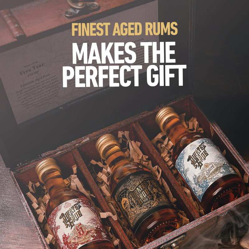 Pirate's Grog Miniatures Gift Set of 3 Rums | Premium Blend | Alcohol Content: Five Year - 37.5%, No.13-40%, Spiced - 37.5% | 3 x 50ml Bottles