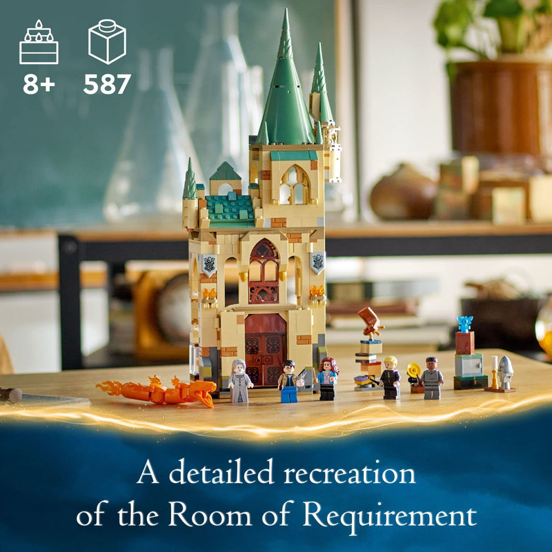 LEGO Harry Potter Hogwarts: Room of Requirement 76413, Castle Toy with Transforming Fire Serpent Figure, Deathly Hallows Modular Building Set, Grey