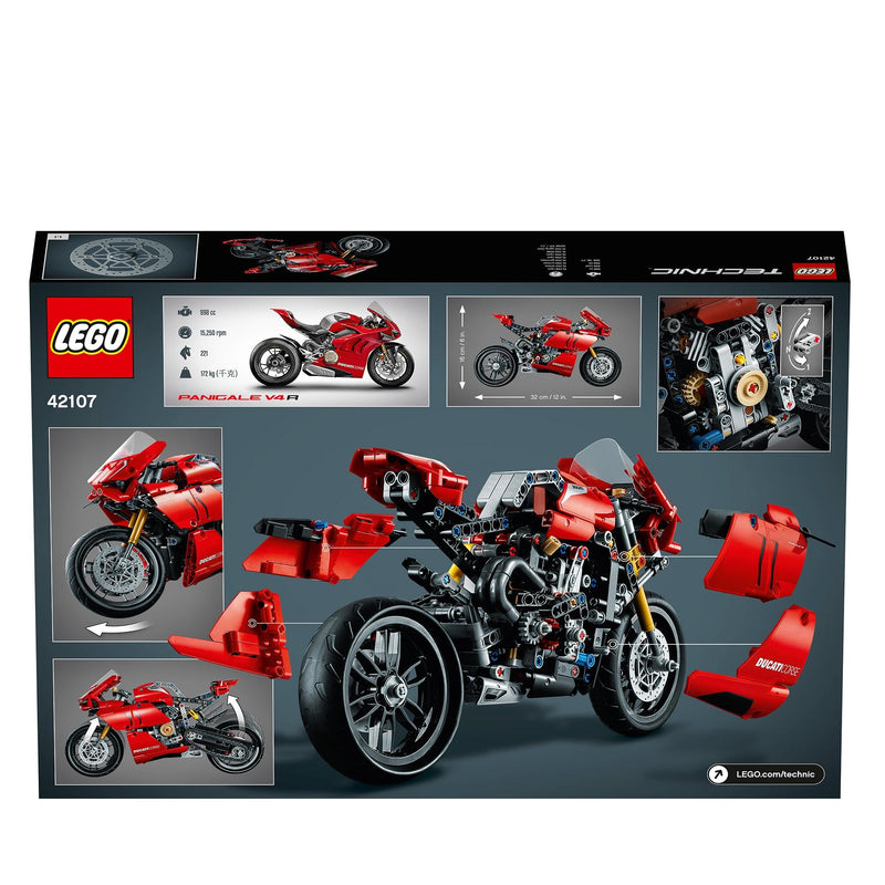 LEGO Technic Ducati Panigale V4 R 42107 Motorcycle Toy Building Kit (646 pieces), Build A Model Motorcycle, Featuring Gearbox and Suspension
