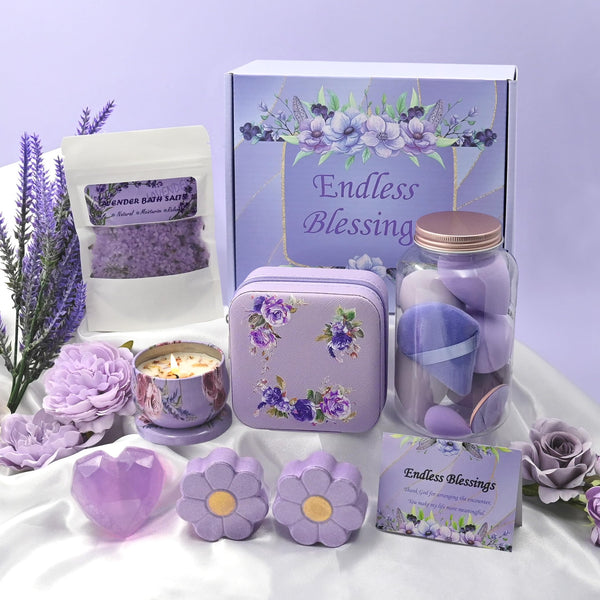 Christmas Pamper Gifts for Women, Unique Birthday Gift for Her, Lavender Relaxation Spa Bath Set Get Well Soon Beauty Gift Set for Mum Best Friend Sister Wife, Ladies Pamper Hampers Basket