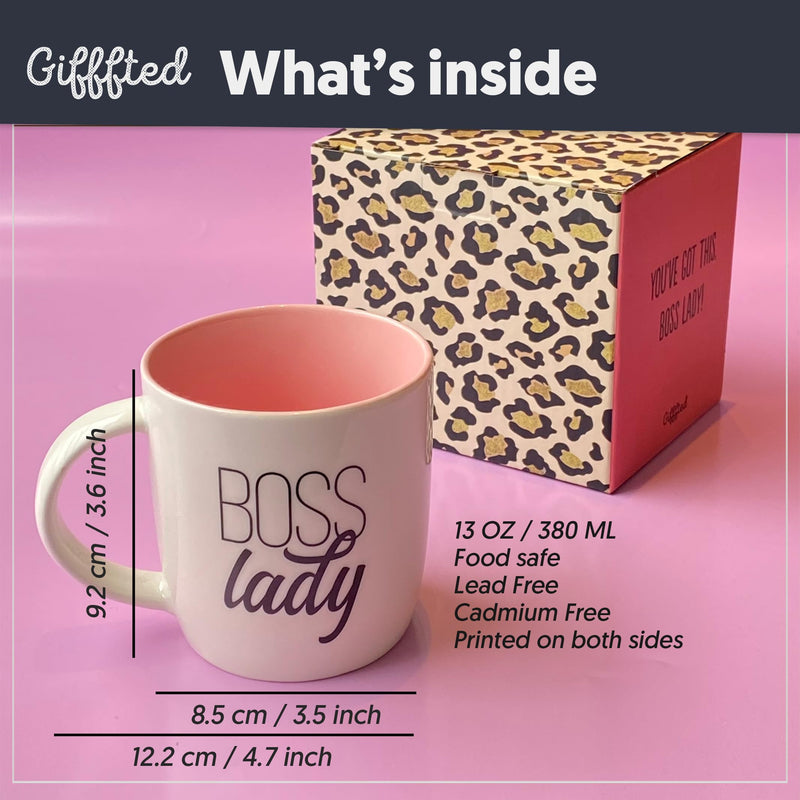 Triple Gifffted Boss Lady Gifts for Women, Valentines Day, Her Birthday, Christmas, Mothers Day Presents, Coffee Mug Cup Gift for Sister, Mom, Boss, Girlfriend