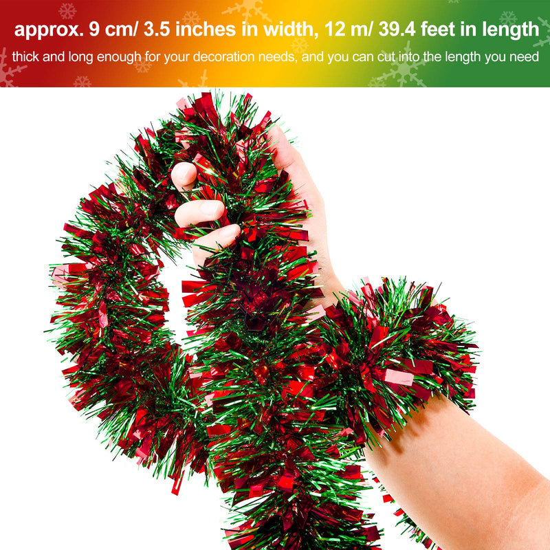 EBOOT 39.4 Feet Christmas Tinsel Garland Shiny Garland Metallic Christmas Tree Garland Hanging Decorations for Christmas Party Indoor and Outdoor Decorations (Red and Green) - Gift Guide