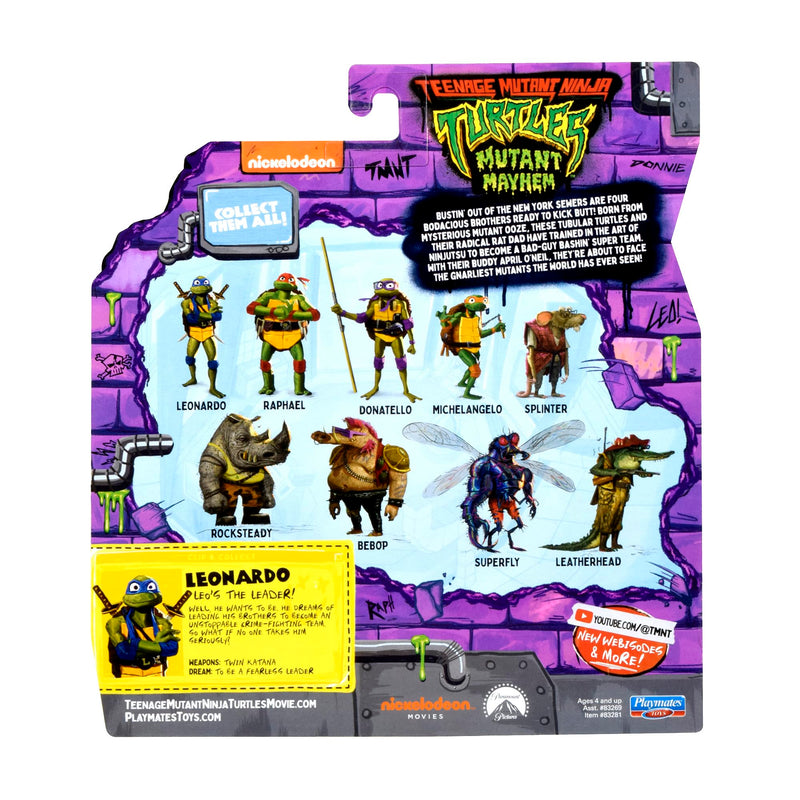 Teenage Mutant Ninja Turtles: Mutant Mayhem 4.5” Leonardo Basic Action Figure. Ideal present for boys 4 to 7 years and TMNT fans!