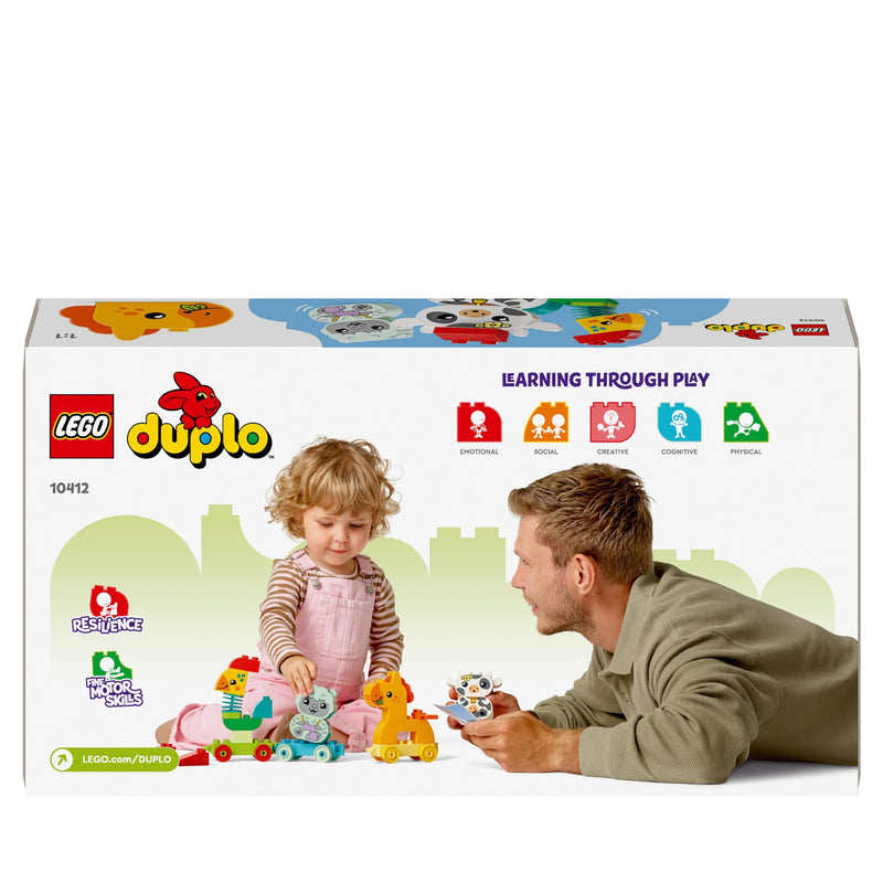 LEGO DUPLO My First Animal Train Toy for Toddlers, Creative Bricks Learning Set with Rooster, Horse, Lamb & Cow Farm Animals, Birthday Gift for Nature-Loving Boys & Girls Aged 1.5 Plus Years Old 10412