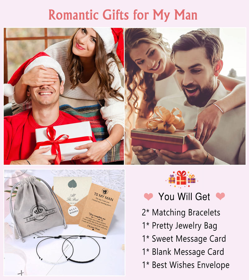 D Dongjiangjin Gift Gifts for Men, Husband Mens Gifts, To My Man Bracelet Gifts for Husband Anniversary Birthday Gifts for Him Boyfriend I Love You Gifts for Him Boyfriend Fiance Valentine Day Gifts