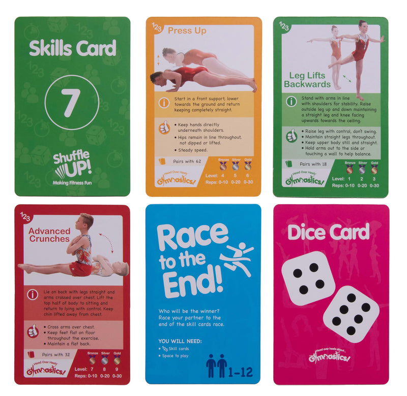 Shuffle Up Gymnastics Games - Family Games with 70+ Fun & Active Fitness Workout Cards for Kids, Gymnastics Equipment for Kids, Gymnastics Gifts for Girls & Boys - Gift Guide