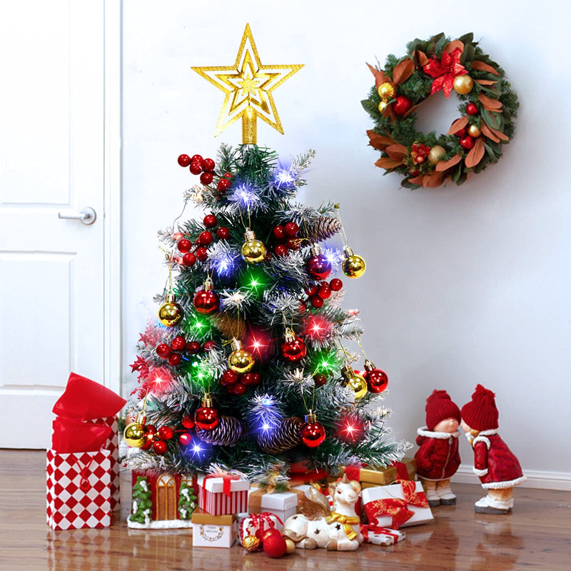 Fayavoo 60cm Mini Christmas Tree Artificial Tabletop Christmas Tree with Lights Christmas Baubles Ball Ornaments, Potted Small Xmas Tree with Christmas Tree Star for Christmas Decorations - Gift Guide