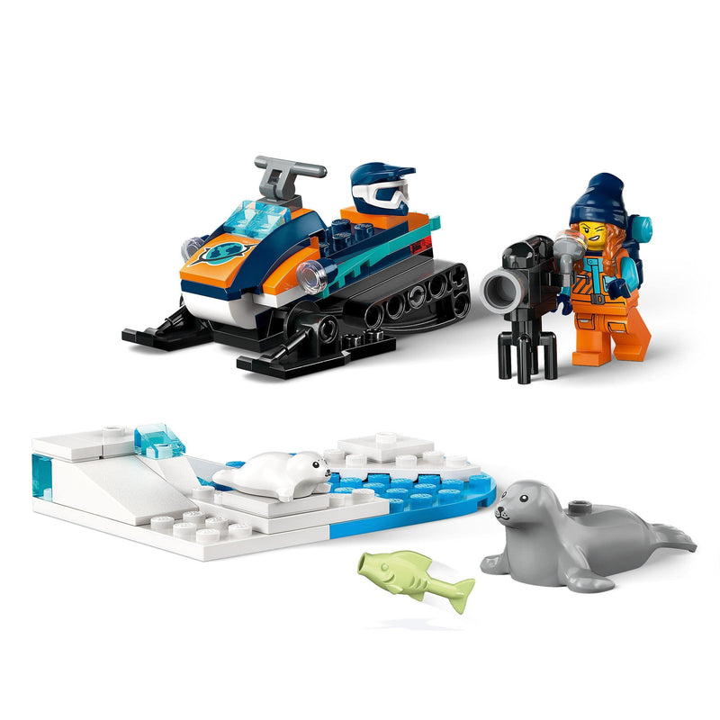 LEGO City Arctic Explorer Snowmobile Toy for Kids 5+ Year Old, Vehicle Construction Set with Seal Figures and Explorer Minifigure, Small Gift Idea 60376