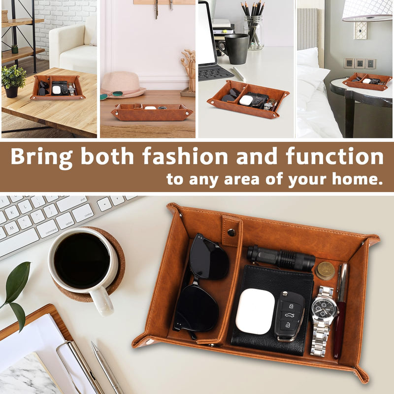 Christmas Bedside Organiser Gifts for Him Husband from Wife, Leather Valet Tray I Love You Secret Santa Xmas Gift Set for Mens Boyfriend, Advent Calendar Presents Nightstand Tray for Mens Accessories