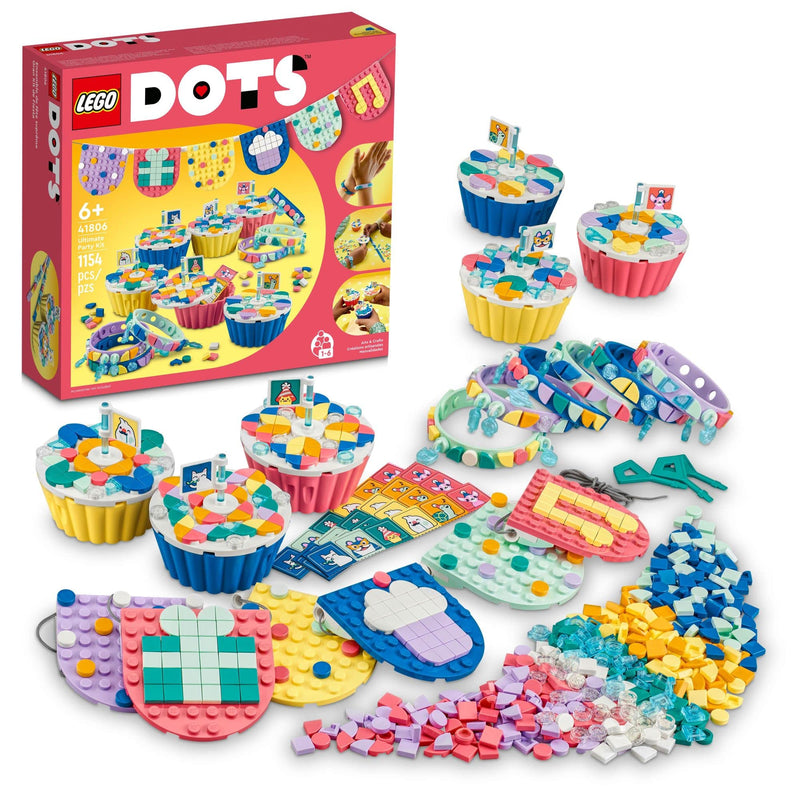 LEGO DOTS Ultimate Party Kit 41806, Kids Birthday Games and DIY Party Bag Fillers with Toy Cupcakes, Bracelets and Bunting, Creative Crafts Gifts for Kids, Girls & Boys