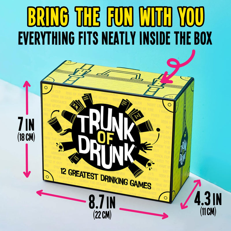 Trunk of Drunk - Fun Adult Party Game, Perfect for Drinking Games, Adult Board and Card Games, Funny Party Games for Adults with 12 Fun Drinking Games, Great Stocking Fillers