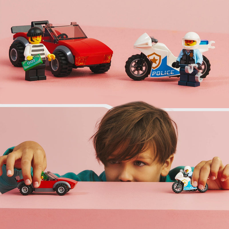 LEGO City Police Bike Car Chase Toy with Racing Vehicle & Motorbike Toys for 5 Plus Year Olds, Kids Gift Idea, Set featuring 2 Officer Minifigures 60392