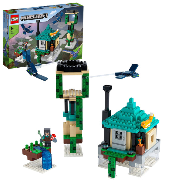 LEGO 21173 Minecraft The Sky Tower Building Toy, Set with Pilot, Cat & 2 Flying Phantoms Figures, Gifts for 8 Plus Year Old Boys & Girls