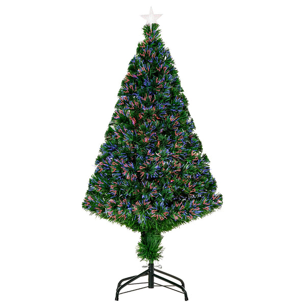 HOMCOM 4FT Pre-Lit Fibre Optic Artificial Christmas Tree Holiday Xmas Décor with Tree Topper Multi-Colour - Gift Guide
