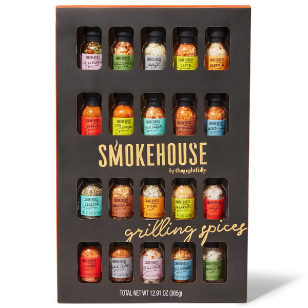 Smokehouse by Thoughtfully, Gourmet Ultimate Grilling Spice Set, Grill Seasonings and Rubs Gift Set, Flavors Include Chili Garlic, Italian Seasoning, Cayenne Spice Rub and More, Pack of 20 - Gift Guide