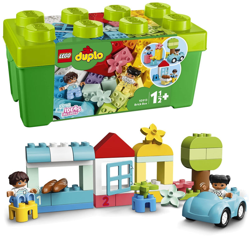 LEGO 10874 DUPLO Town Steam Train, Toys for Toddlers, Boys and Girls Age 2-5 Years Old & 10913 DUPLO Classic Brick Box Building Set with Storage, Toy Car, Number Bricks and More