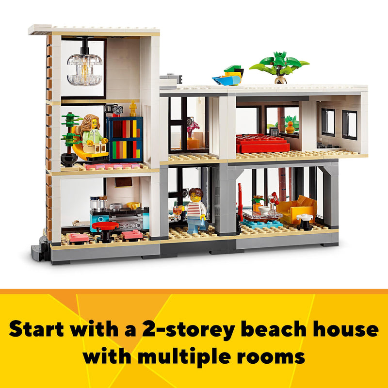 LEGO Creator 3in1 Modern House to 3-Storey City Building to Forest Cabin Set, Model Building Kit for Kids, Gift Idea for 9 Plus Year Old Boys and Girls 31153