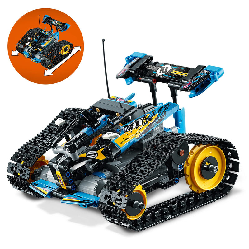 LEGO 42095 Technic Remote-Controlled Tracked Stunt Racer Toy, 2 in 1 Race Car Model with Power Functions Motor Building Set, Racing Vehicles Collection