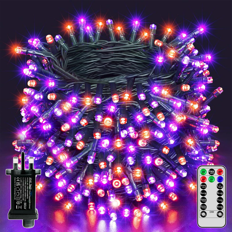 ZeMu Halloween Decorations Fairy Lights, 24m 240 LEDs Purple and Orange Outdoor String Lights Mains Powered Waterproof, 8 Modes Timer Green Cable Spooky Halloween Indoor Outside Decor Lights Plug in - Gift Guide