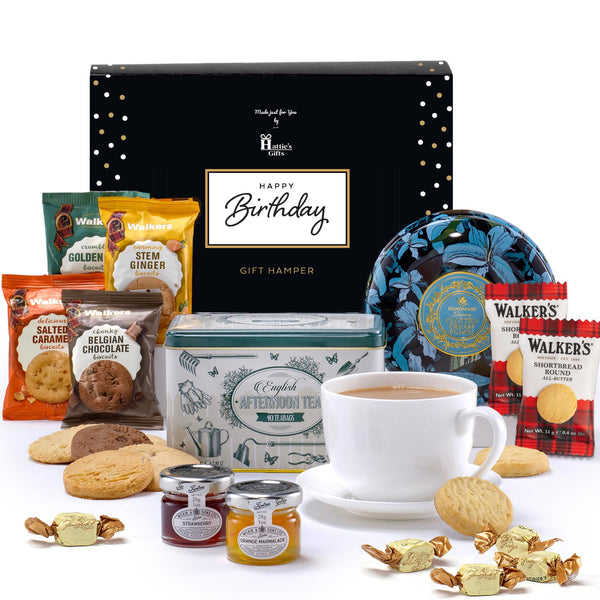 Luxury Birthday Hamper by Hattie's Gifts - Afternoon Tea Gift Set for Milestone Birthdays Featuring Deluxe Fudge Tin - Birthday Gifts for Mum, Mens Birthday Gifts, Birthday Hampers for Women - Gift Guide