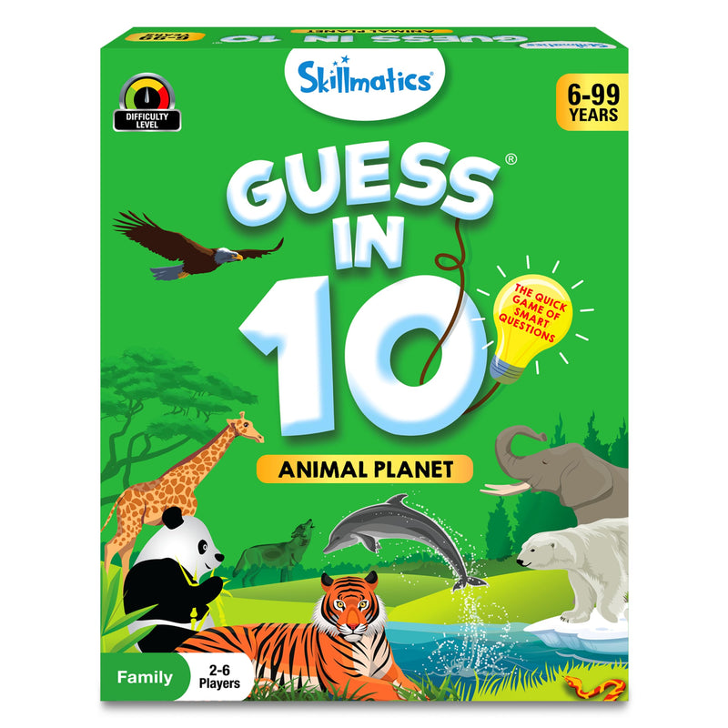 Skillmatics Card Game - Guess in 10 Animal Planet, Stocking Stuffers, Perfect for Boys, Girls, Kids, and Families Who Love Toys, Board Games, Gifts for Ages 6, 7, 8, 9