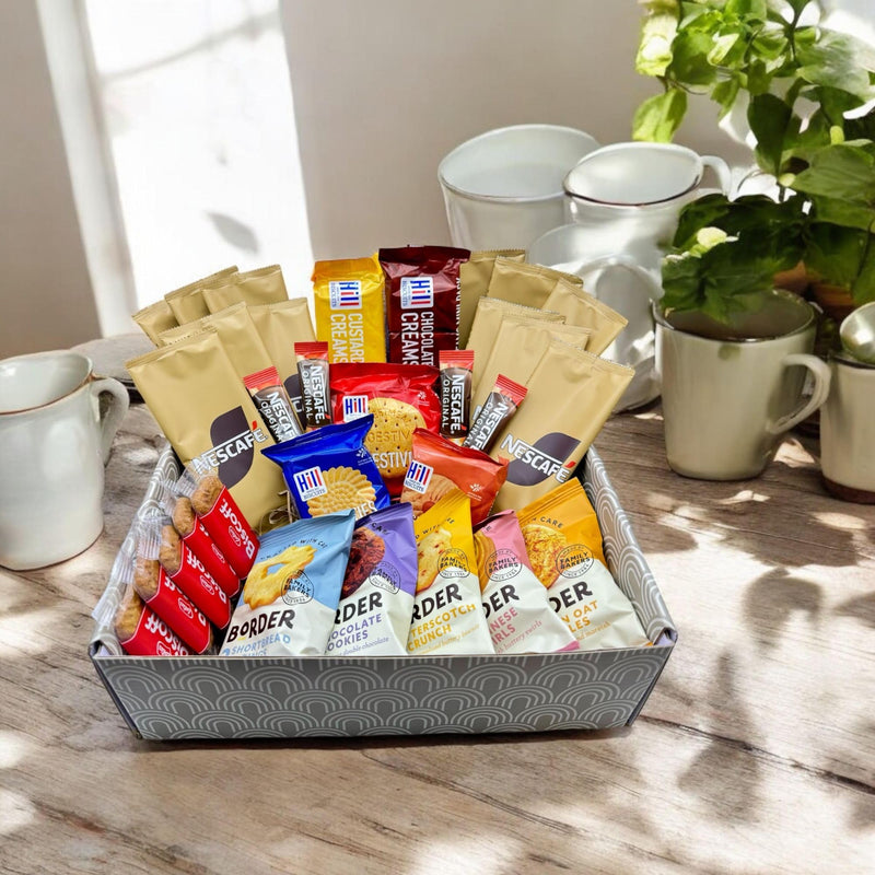 Instant Coffee Gift Set Hamper with Morning Coffee Biscuits–46x Item Coffee Selection Gift Set for Coffee Lovers | Coffee Hamper with Biscoff Biscuits, Border Biscuits, Hill Biscuits - Gift Guide