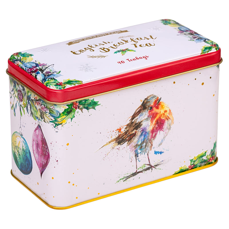 New English Teas Christmas Robin Tea Tin with 40 English Breakfast Teabags - Gift Guide