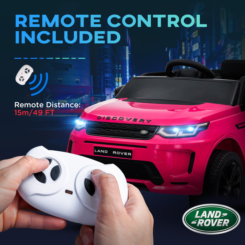 AIYAPLAY Land Rover Discovery Sport Licensed Kids Electric Car, 12V Ride on Car with Remote Control, LED Lights Music Horn, for 3-6 Years - Pink