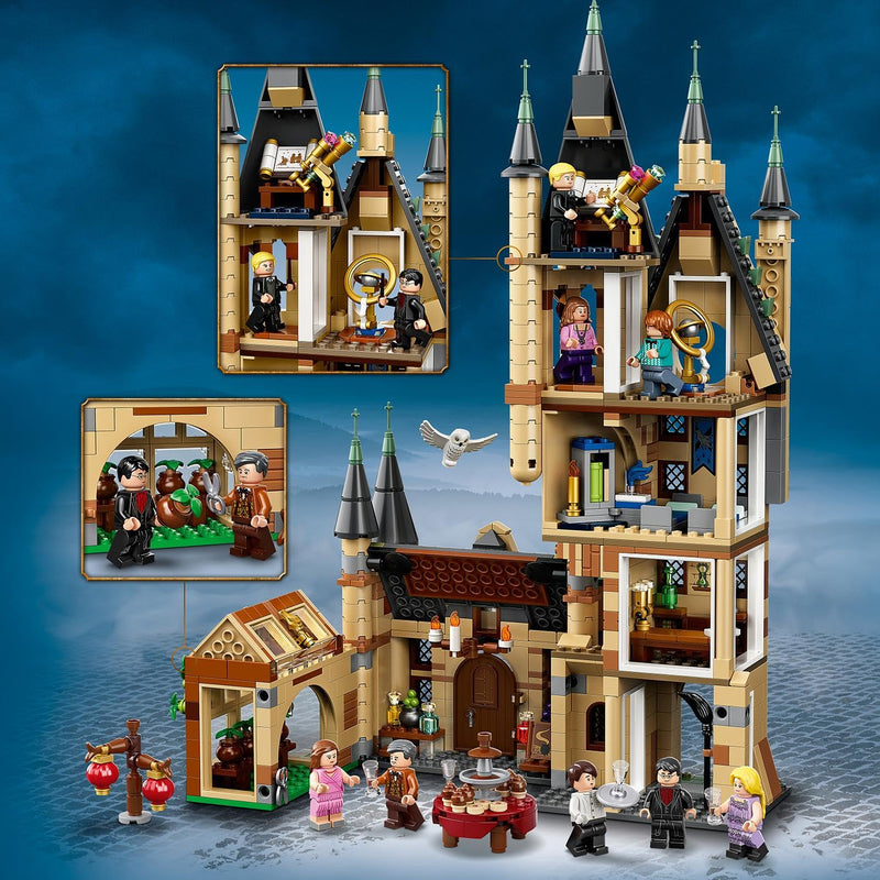 LEGO Harry Potter Hogwarts Astronomy Tower, Castle Toy Playset for Kids, Girls & Boys with 8 Character Minifigures including Herione and Ron, plus Hedwig the Owl Figure, Wizarding World Gifts 75969