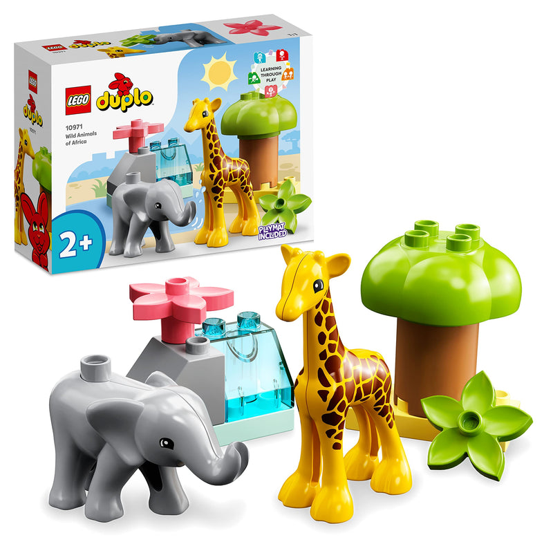 LEGO DUPLO Wild Animals of Africa, Animal Toys for Toddlers, Girls & Boys Aged 2 Plus Years old, Learning Toy with Baby Elephant & Giraffe Figures 10971