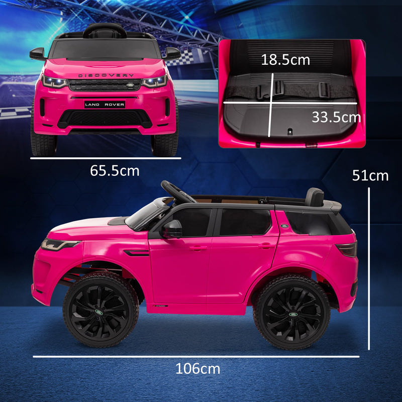 AIYAPLAY Land Rover Discovery Sport Licensed Kids Electric Car, 12V Ride on Car with Remote Control, LED Lights Music Horn, for 3-6 Years - Pink