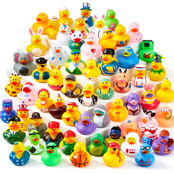 JOYIN 15 Pcs Rubber Ducks, Random Assortment Mini Rubber Duckie Toys with Mesh Carry Bag for Kids Baby Bath Shower Toys, Birthday Gifts, Summer Beach Pool Activity, Carnival, Holiday Party Favors - Gift Guide